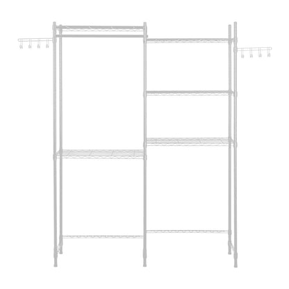Over Washer and Dryer Storage Shelves, 5 Tiers Laundry Room Drying Rack with Hanger Rod and Hooks, Two Rows Adjustable Washer Shelves Space Saver, for Laundry Room Storage & Organization, White