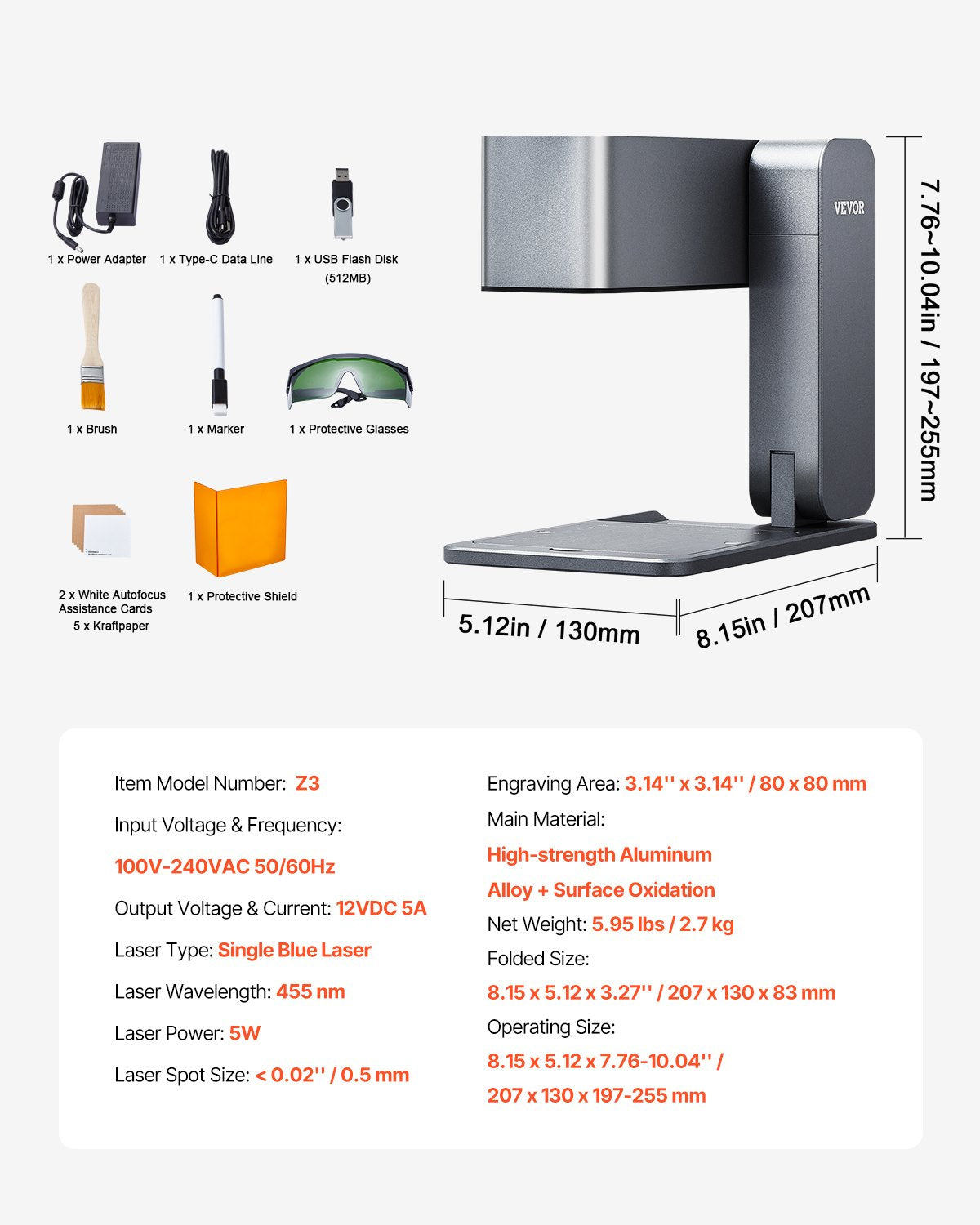 Tragbarer Lasergravierer, 600 mm/s Hochgeschwindigkeit, 5 W Handgraviergerät, DIY-Lasergravierer- und Schneide-Basisset, für Metall, Holz, Leder, Acryl, Fiberglas, Schmuck und Glas (Einzellaser, blau).