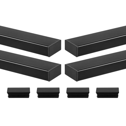 4er-Pack Edelstahl-Handlauf, 198 cm, rechteckiger Treppengeländer für Außen- und Innentreppen mit Endkappe, mattschwarz beschichtet, verstellbar, für Kabelgeländer-Sets