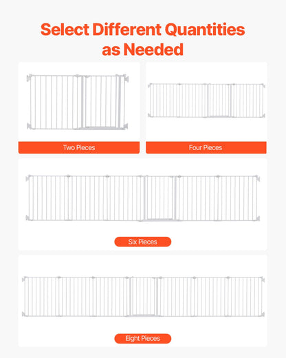 Baby Gate, 192 Inches Extra Wide, 28 Inches High 8-Panel Foldable Dog Gate, for Child Pet Security, One-Hand Open, Install Between Two Walls or As a Fence, for Stairs and Doorways, White