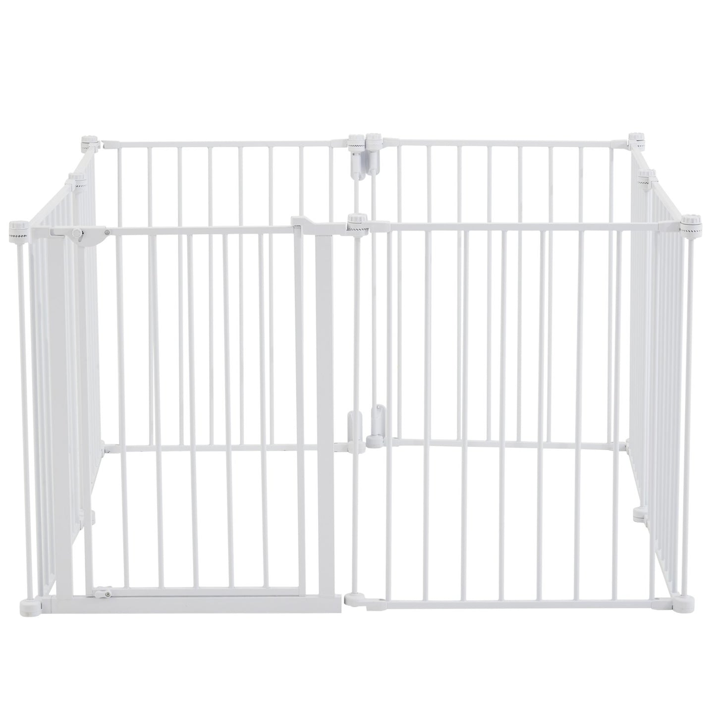 Baby Gate, 192 Inches Extra Wide, 28 Inches High 8-Panel Foldable Dog Gate, for Child Pet Security, One-Hand Open, Install Between Two Walls or As a Fence, for Stairs and Doorways, White