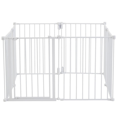 Baby Gate, 192 Inches Extra Wide, 28 Inches High 8-Panel Foldable Dog Gate, for Child Pet Security, One-Hand Open, Install Between Two Walls or As a Fence, for Stairs and Doorways, White
