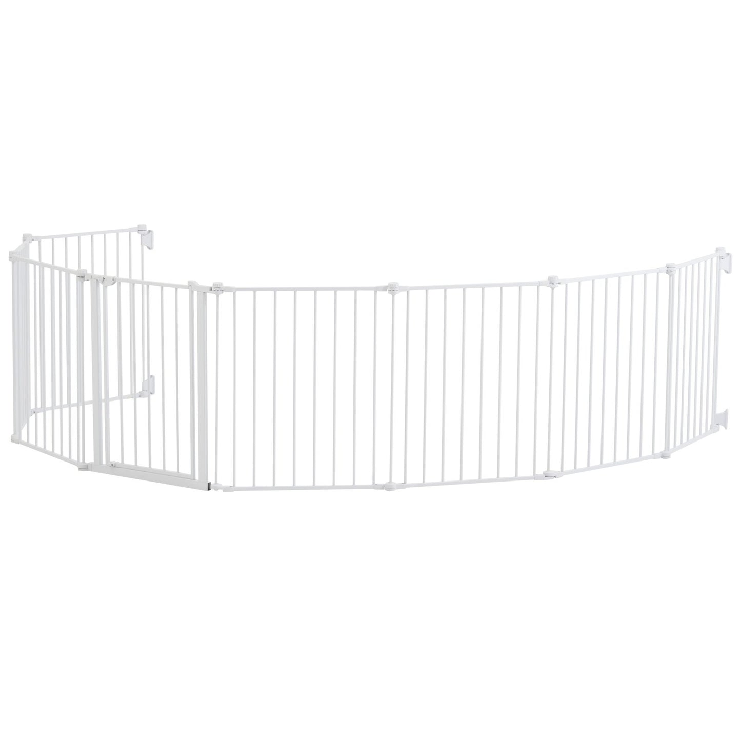 Baby Gate, 192 Inches Extra Wide, 28 Inches High 8-Panel Foldable Dog Gate, for Child Pet Security, One-Hand Open, Install Between Two Walls or As a Fence, for Stairs and Doorways, White