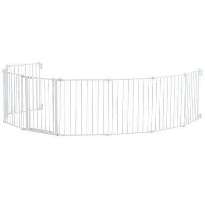 Baby Gate, 192 Inches Extra Wide, 28 Inches High 8-Panel Foldable Dog Gate, for Child Pet Security, One-Hand Open, Install Between Two Walls or As a Fence, for Stairs and Doorways, White