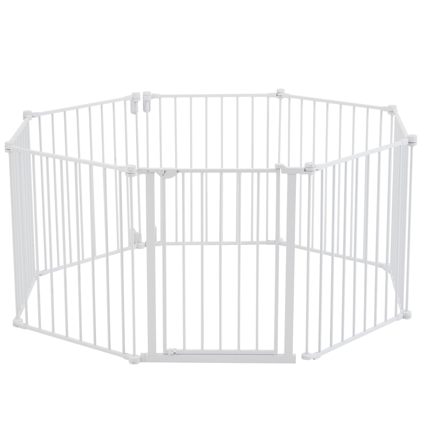 Baby Gate, 192 Inches Extra Wide, 28 Inches High 8-Panel Foldable Dog Gate, for Child Pet Security, One-Hand Open, Install Between Two Walls or As a Fence, for Stairs and Doorways, White