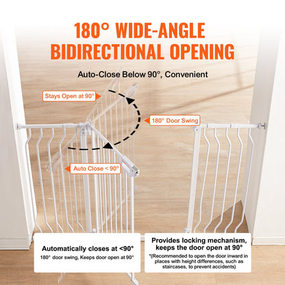 Baby Gate, 29.5"-51" Extra Wide, 30" High, Dog Gate for Stairs Doorways and House, Easy Step Walk Thru Auto Close Child Gate Pet Security Gate with Pressure Mount Kit and Wall Mount Kit, White