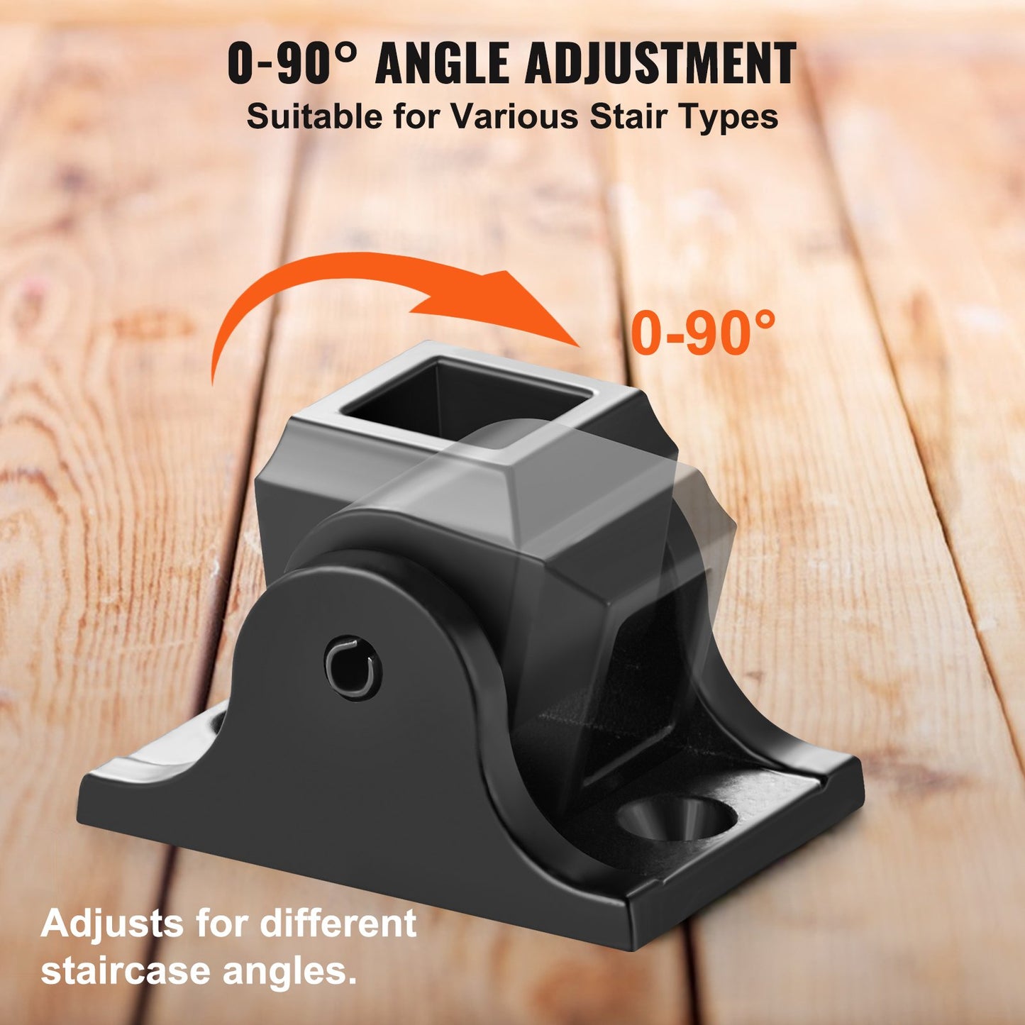 Aluminum Alloy Baluster Shoes Square Balusters Baluster Wrought Spindles for Staircase Slant Shoes with Screw Holes for 1/2 Inch Staircase Balusters, Black (50 Pcs)(Screws Sold Separately)