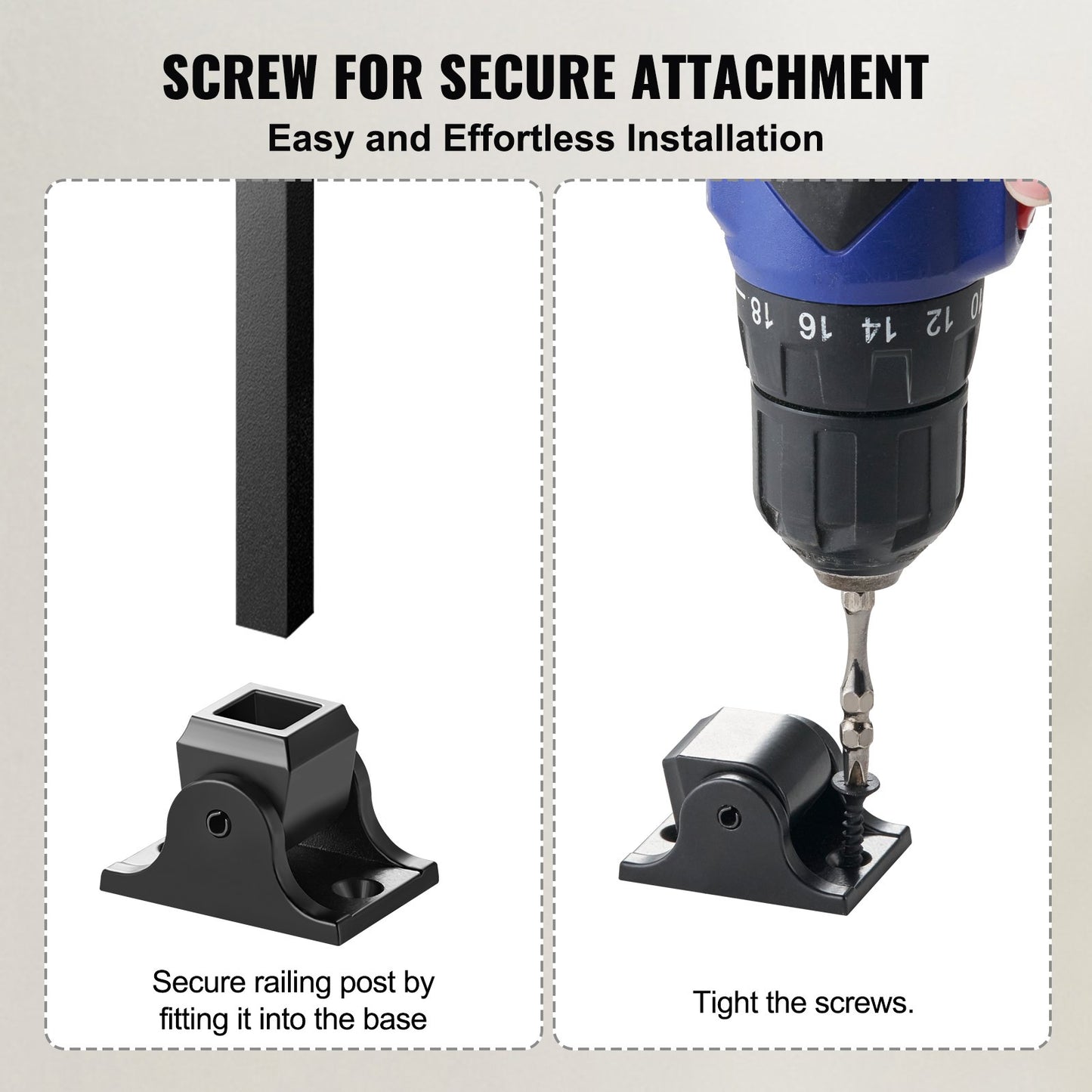 Aluminum Alloy Baluster Shoes Square Balusters Baluster Wrought Spindles for Staircase Slant Shoes with Screw Holes for 1/2 Inch Staircase Balusters, Black (50 Pcs)(Screws Sold Separately)