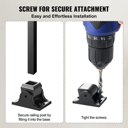 Aluminum Alloy Baluster Shoes Square Balusters Baluster Wrought Spindles for Staircase Slant Shoes with Screw Holes for 1/2 Inch Staircase Balusters, Black (50 Pcs)(Screws Sold Separately)