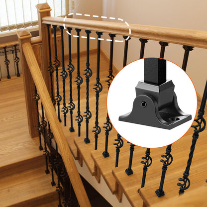 Aluminum Alloy Baluster Shoes Square Balusters Baluster Wrought Spindles for Staircase Slant Shoes with Screw Holes for 1/2 Inch Staircase Balusters, Black (50 Pcs)(Screws Sold Separately)
