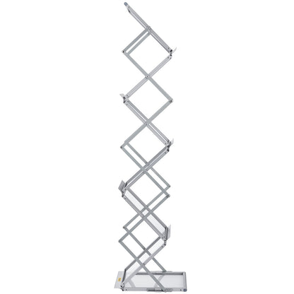 Literature Rack, 6 Pockets, Pop up Aluminum Magazine Rack, Lightweight Catalog Holder Stand w/ Carrying Bag for Living Room, Hotel, Trade Show, Exhibition, Office