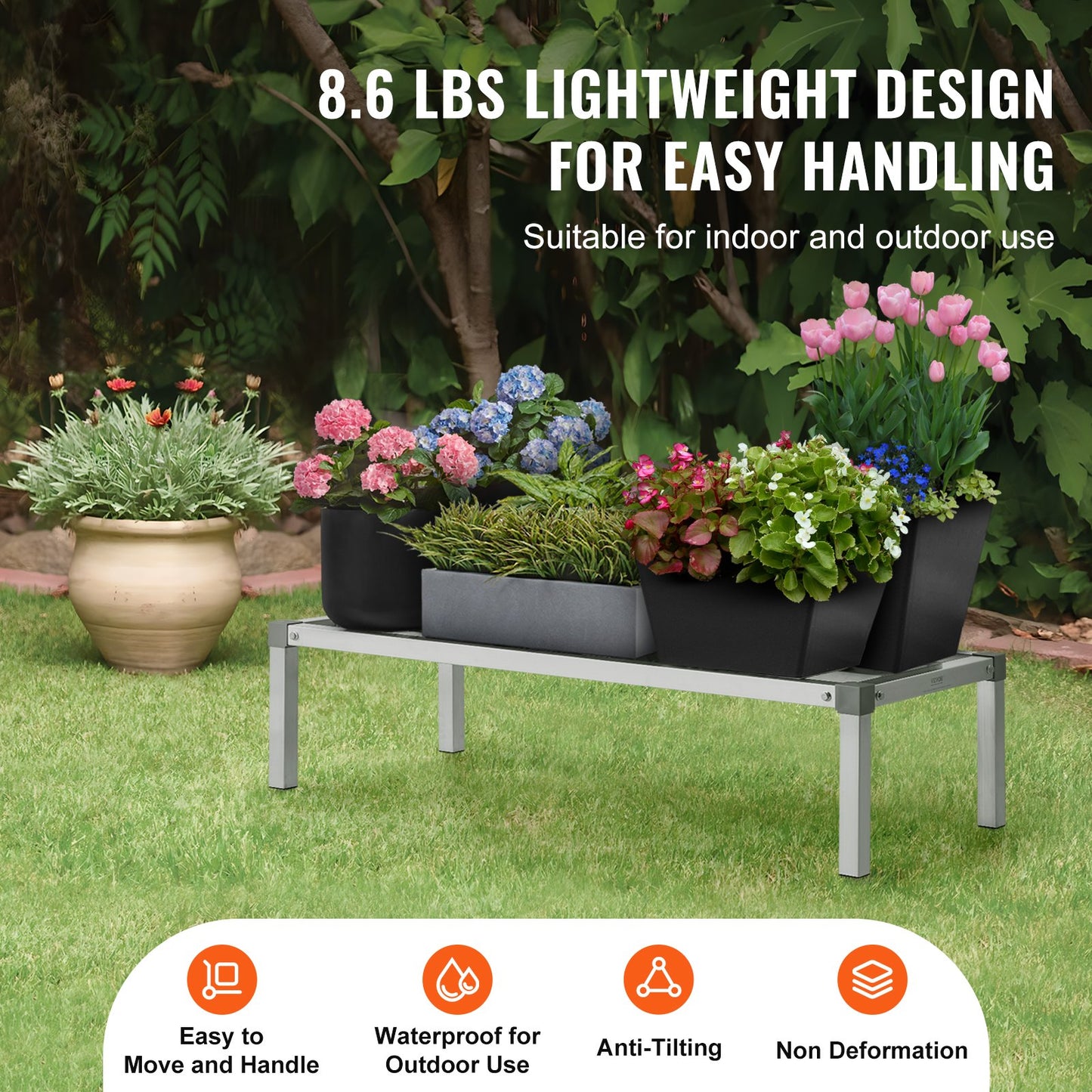 Aluminum Dunnage Rack, 48” x 20” Commercial Food Floor Rack, 12” Off the Floor, 1800 lbs Capacity All-Welded Aluminum Storage Rack, for Storage in Restaurants, Kitchens, Garages and Vehicles