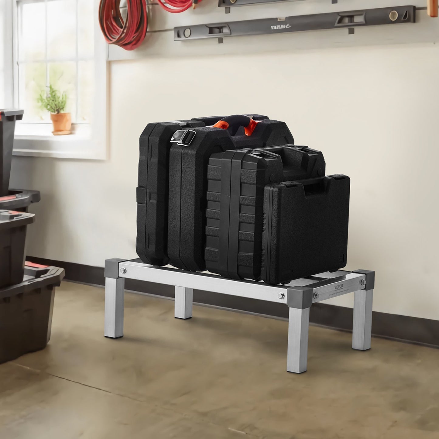 Aluminium-Lagerregal, 24" x 14" Gewerbe-Lebensmittelregal, 8" über dem Boden, 1000 lbs Tragkraft, verstellbares Aluminium-Lagerregal, für die Lagerung in Restaurants, Küchen, Garagen und Fahrzeugen