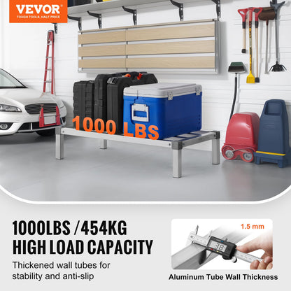 Aluminum Dunnage Rack, 36” x 20” Commercial Food Floor Rack, 8” Off the Floor, 1000 lbs Capacity All-Welded Aluminum Storage Rack, for Storage in Restaurants, Kitchens, Garages and Vehicles