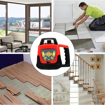 Automatisches, professionelles Laser-Nivelliergerät mit grünem Laserstrahl, Empfänger, Fernbedienung und Tragetasche