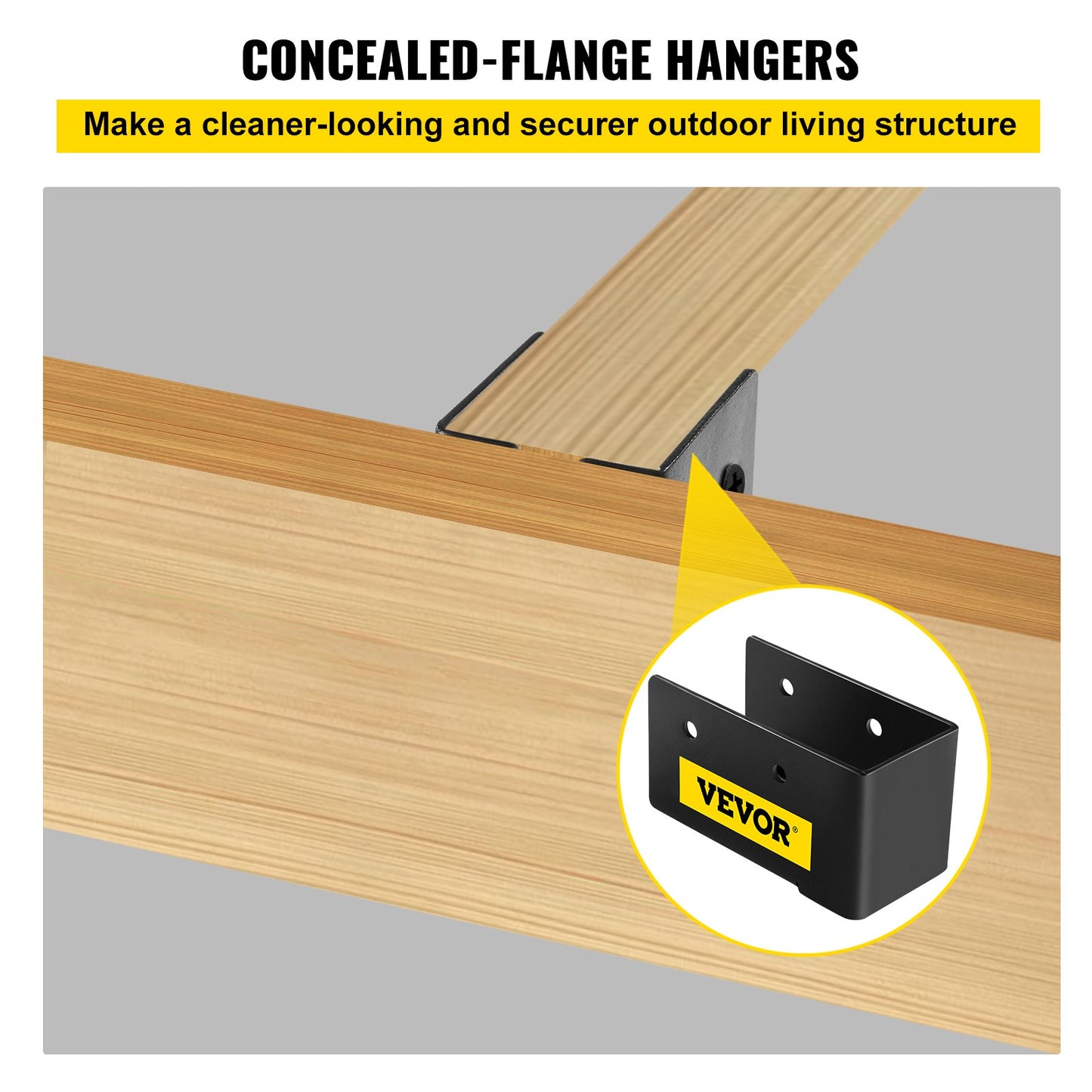 Concealed Joist Hanger, 2 x 4" Outdoor Accent Concealed-Flange, Pack of 12 Concealed Joist Bracket, Q235 Steel Plate Powder-Coated Concealed Face Mount Joist Hanger for 2 x 4" Beam Swing