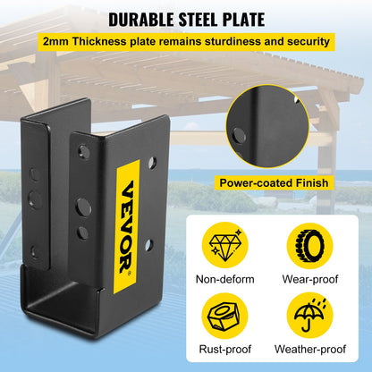 Concealed Joist Hanger, 2 x 4" Outdoor Accent Concealed-Flange, Pack of 12 Concealed Joist Bracket, Q235 Steel Plate Powder-Coated Concealed Face Mount Joist Hanger for 2 x 4" Beam Swing