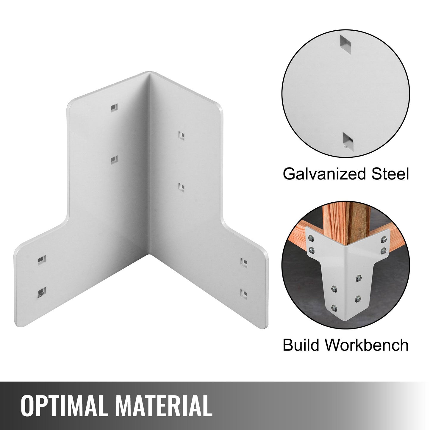 Workbench Corner Brackets 8 PCs Shop Table Bracket Kit 48 LBS Shop Table Corner Brackets 4 mm Right Angle White Color Galvanized Steel Elevated Platform Brackets for Deck Edge and Work Bench