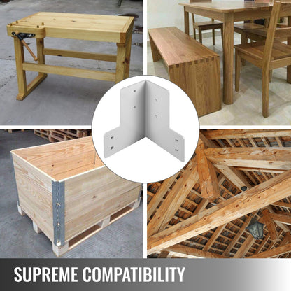 Workbench Corner Brackets 8 PCs Shop Table Bracket Kit 48 LBS Shop Table Corner Brackets 4 mm Right Angle White Color Galvanized Steel Elevated Platform Brackets for Deck Edge and Work Bench