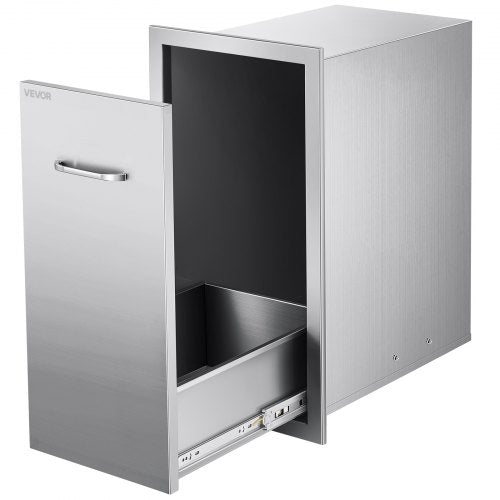 Müllschublade für die Außenküche, 34,4 cm B x 50 cm T x 65,5 cm H Innenraum, Mehrzweck-Schubladen für die Außenküche aus Edelstahl, max. Tragkraft 25 kg pro Ebene, für Grillinseln im Freien