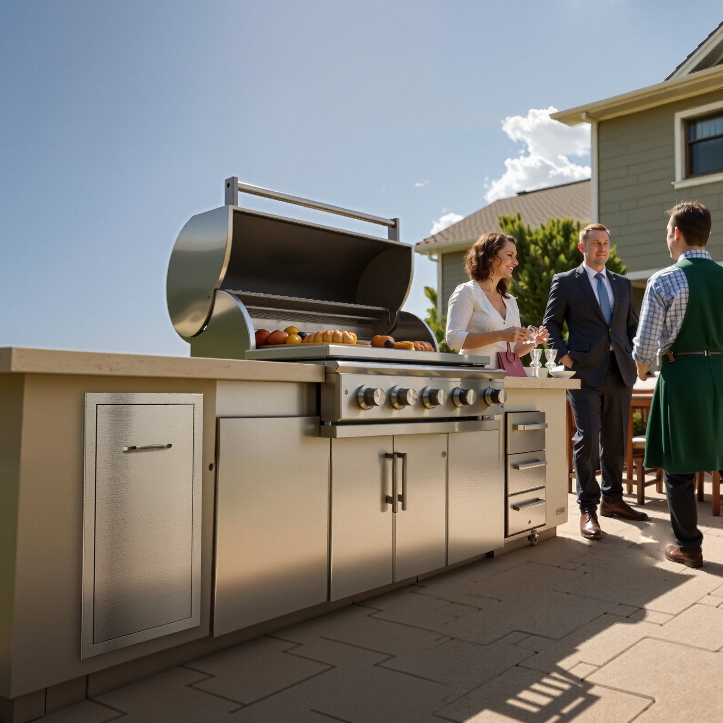 Müllschublade für die Außenküche, 34,4 cm B x 50 cm T x 65,5 cm H Innenraum, Mehrzweck-Schubladen für die Außenküche aus Edelstahl, max. Tragkraft 25 kg pro Ebene, für Grillinseln im Freien