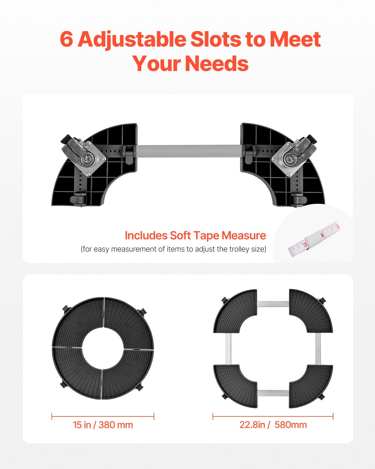 Trash Can Dolly with 4 Lockable Wheels, 440lbs Weight Capacity, 2 Packs Round Trash Can Roller Base, 15-22.8 in Adjustable, Heavy Duty Plant Caddy, Multi-Functional Rolling Dolly Cart, Black