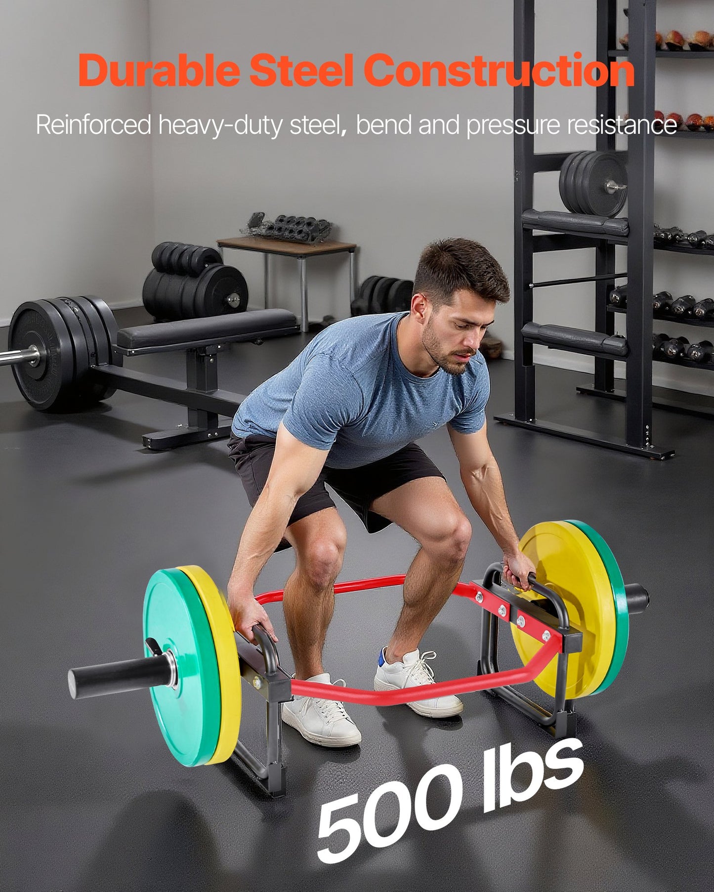 Trap Bar Hex Bar, 50mm Hex Barbell, 240 kg Capacity Shrug Bars, Weightlifting and Strength Training Equipment, Home Gym for Squats, Deadlifts, Shoulder Presses, Red