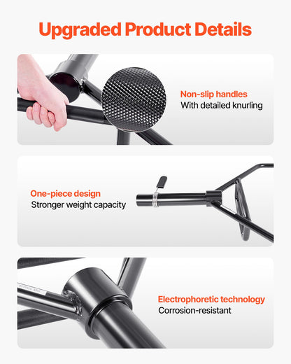 Trap Bar Hex Bar, 50mm Hex Barbell, 360 kg Capacity Shrug Bars with Knurled Grips, Weightlifting and Strength Training Equipment, Home Gym for Squats, Deadlifts, Shoulder Presses, Black