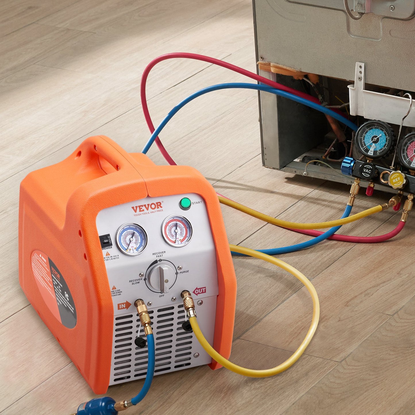 1 HP Refrigerant Recovery Machine - Dual Cylinder Portable AC Recovery Machine with High Pressure Protection 220-240V 50Hz Recovery Machine HVAC for Vapor Liquid Refrigerant, Car Air Conditionin