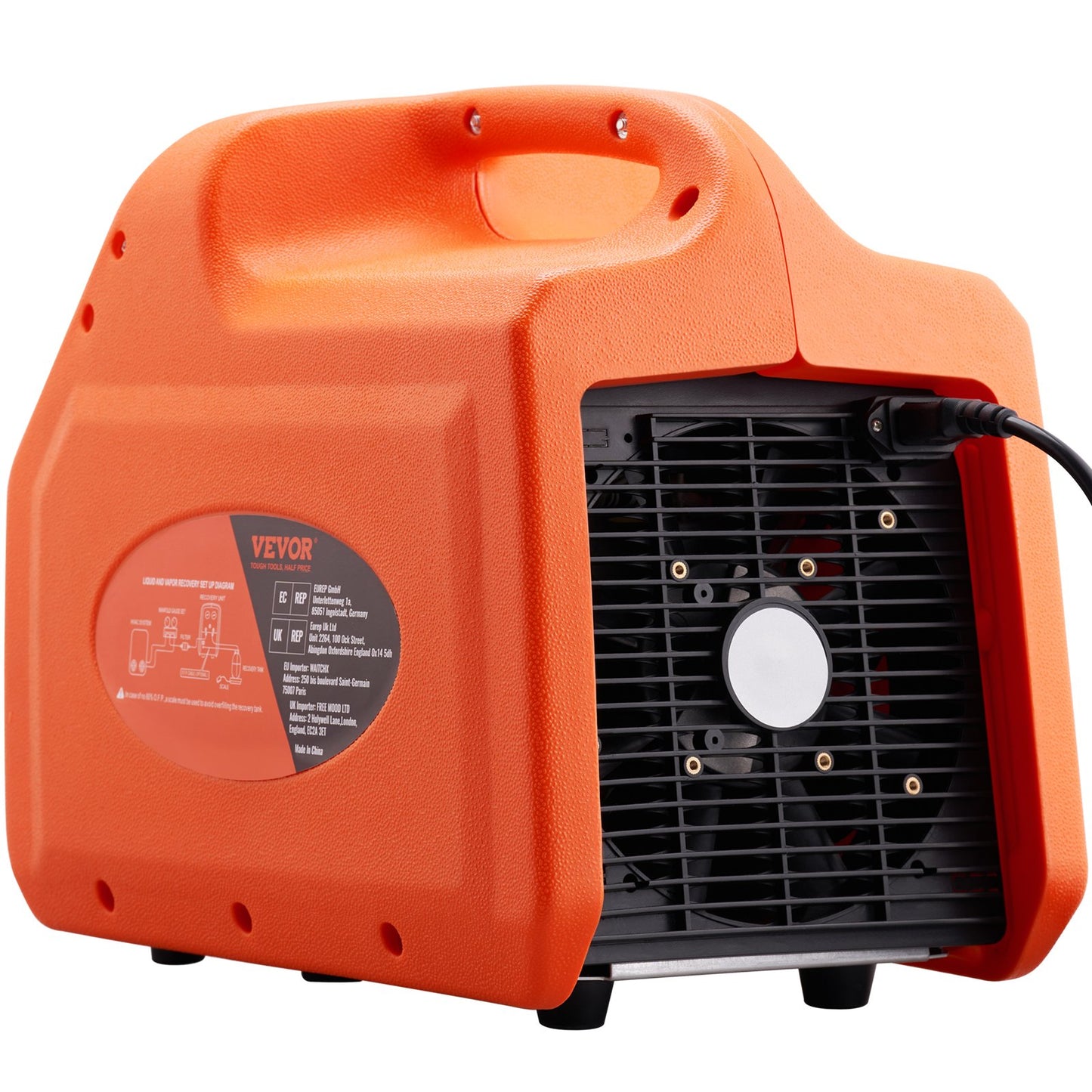 1 HP Refrigerant Recovery Machine - Dual Cylinder Portable AC Recovery Machine with High Pressure Protection 220-240V 50Hz Recovery Machine HVAC for Vapor Liquid Refrigerant, Car Air Conditionin
