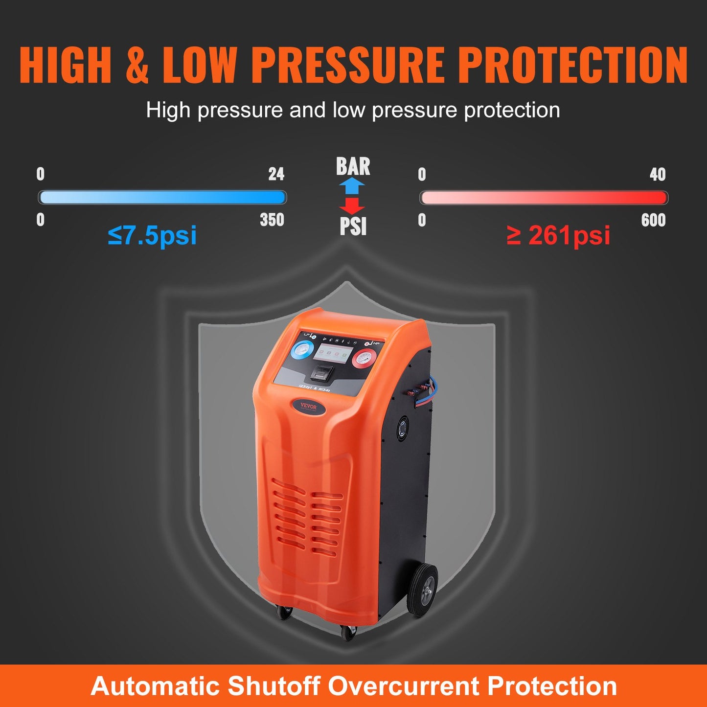 Fully Automatic Refrigerant Recovery Machine - Dual Cylinder AC Recovery Machine Kit Built in Compressor/Electronic Scale/Filter/ Recovery Tank, Recovery Machine HVAC Only for R134A+R1234YF