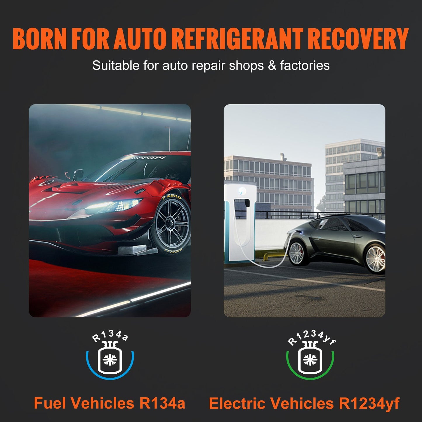 Fully Automatic Refrigerant Recovery Machine - Dual Cylinder AC Recovery Machine Kit Built in Compressor/Electronic Scale/Filter/ Recovery Tank, Recovery Machine HVAC Only for R134A+R1234YF