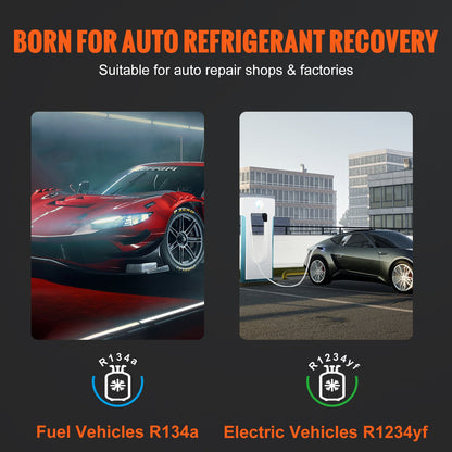 Fully Automatic Refrigerant Recovery Machine - Dual Cylinder AC Recovery Machine Kit Built in Compressor/Electronic Scale/Filter/ Recovery Tank, Recovery Machine HVAC Only for R134A+R1234YF