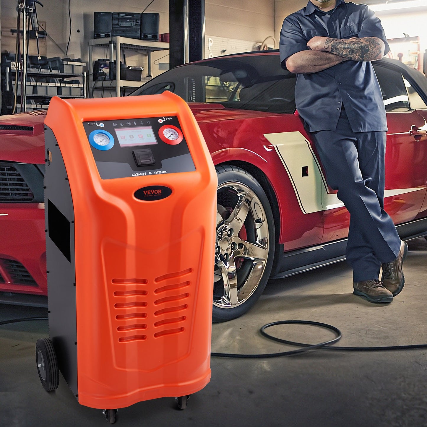 Fully Automatic Refrigerant Recovery Machine - Dual Cylinder AC Recovery Machine Kit Built in Compressor/Electronic Scale/Filter/ Recovery Tank, Recovery Machine HVAC Only for R134A+R1234YF