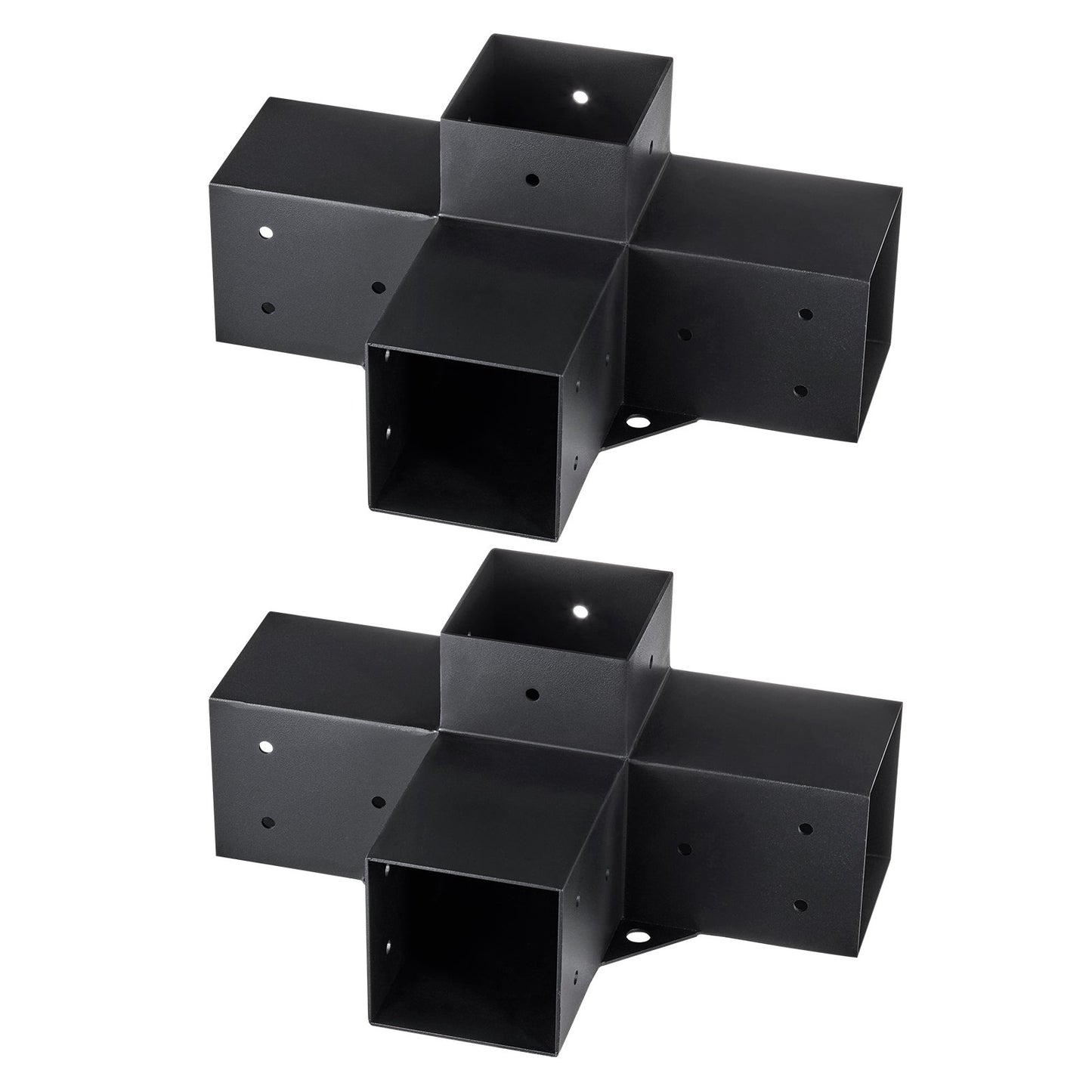 Pergola-Befestigungsset 10,2 cm x 10,2 cm, Innenmaße 9,1 cm x 9,1 cm, 2 Stück, 4-Wege-Eckwinkel, robust, für Holzprojekte, DIY-Pfostenfundament-Set, einfache Montage, Holzbalken für Gartenpavillons, Terrassenpergolen, Blockhaus-Pergola-Zubehör