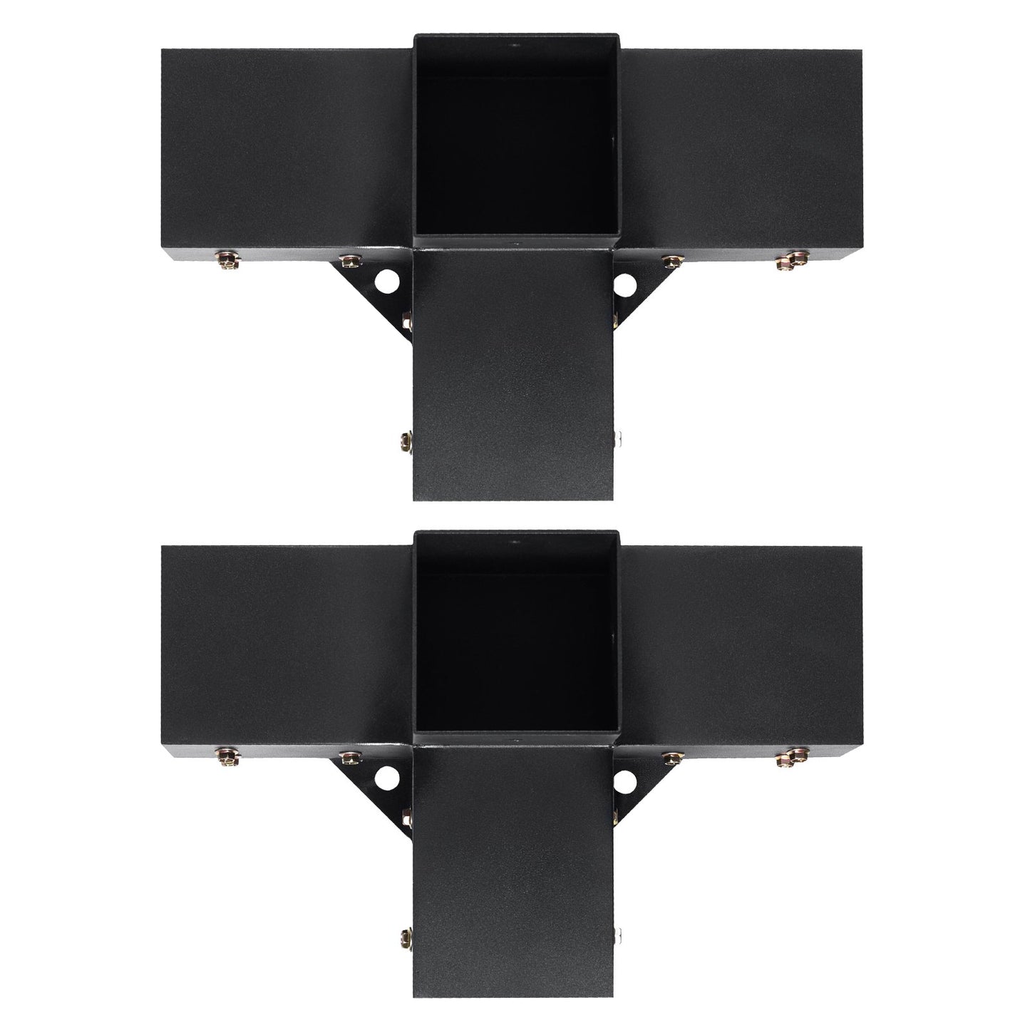 Pergola-Befestigungsset 10,2 cm x 10,2 cm, Innenmaße 9,1 cm x 9,1 cm, 2 Stück, 4-Wege-Eckwinkel, robust, für Holzprojekte, DIY-Pfostenfundament-Set, einfache Montage, Holzbalken für Gartenpavillons, Terrassenpergolen, Blockhaus-Pergola-Zubehör