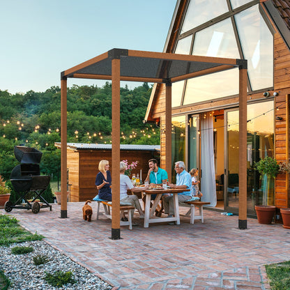 Pergola Bracket Kit 10.2 cm x 10.2 cm, Inner Size 9.1 cm x 9.1 cm 4pcs 3-Way Heavy Duty Corner Bracket Woodworks DIY Post Base Kit, Easy Installation Wooden Beams for Gazebos, Patio Pergolas, Log Cabin Outdoor Pergola Hardware