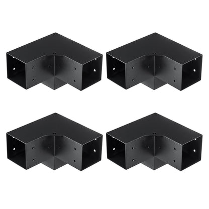 Pergola Bracket Kit 10.2 cm x 10.2 cm, Inner Size 9.1 cm x 9.1 cm 4pcs 3-Way Heavy Duty Corner Bracket Woodworks DIY Post Base Kit, Easy Installation Wooden Beams for Gazebos, Patio Pergolas, Log Cabin Outdoor Pergola Hardware