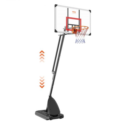 Basketball Hoop, 7.6-10 ft Adjustable Height Portable Backboard System, 50 inch Basketball Hoop & Goal, Kids & Adults Basketball Set with Wheels, Stand, and Fillable Base, for Outdoor/Indoor