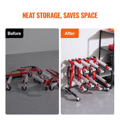 Wagenheber-Rack, Aufbewahrungsgestell mit 360° drehbaren Rädern, hydraulischer Ratschen-Wagenheberständer-Organizer, Halterung für Wagenheberständer, Kapazität für 4 Wagenheber, kompatibel mit den meisten Wagenhebern