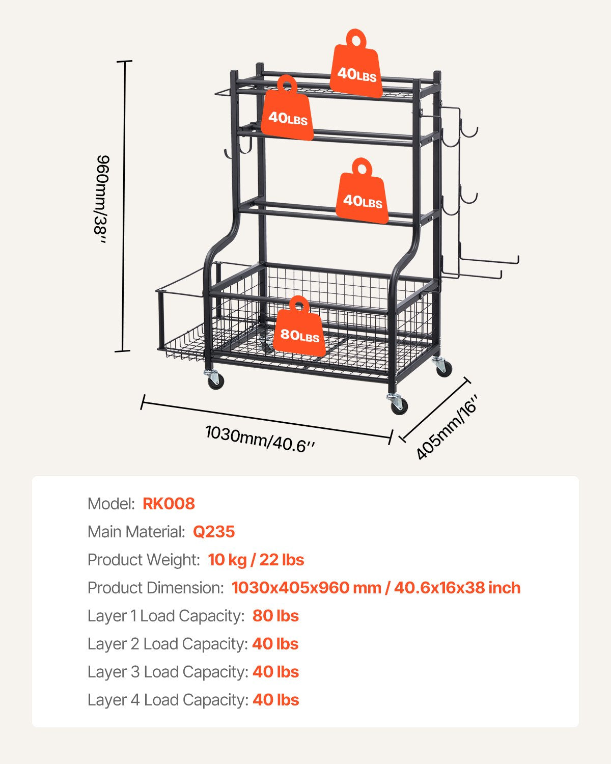 Yogamatten-Aufbewahrungsständer, pulverbeschichteter Stahl-Yogamattenhalter, Organizer für Heimfitnessgeräte mit Haken und Rollen, Gewichtsständer für Schaumstoffrolle, Hanteln, Kettlebells und Yogagurte