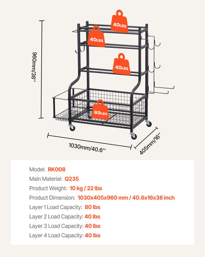 Yogamatten-Aufbewahrungsständer, pulverbeschichteter Stahl-Yogamattenhalter, Organizer für Heimfitnessgeräte mit Haken und Rollen, Gewichtsständer für Schaumstoffrolle, Hanteln, Kettlebells und Yogagurte
