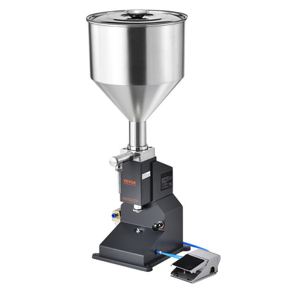 Pneumatic Paste Liquid Filling Machine, 5-50ml Bottle Filler, Bottle Filling Machine, Stainless Steel Liquid Filler with Pedal for Milk Water Juice Essential Oil Shampoo Cosmetic Honey Lotion