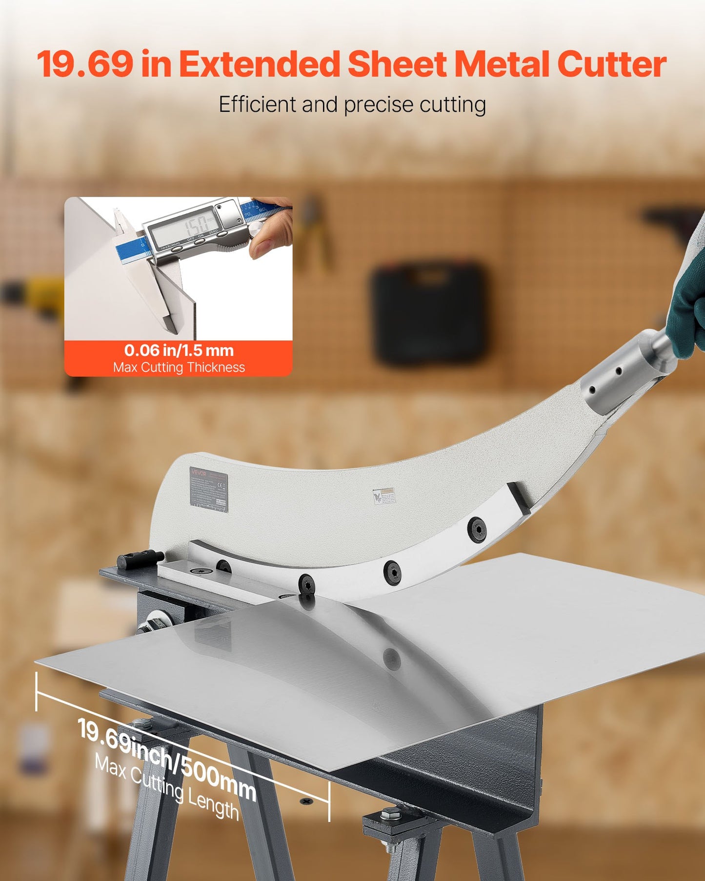 Tisch-Guillotineschere, 500 mm Tischbreite, manuelle Blechschere für die Metallbearbeitung, aus Q235-Material, hohe Präzision, mit Ständer, für Leiterplatten, Aluminium, Stahl, Kupfer und Kunststoff