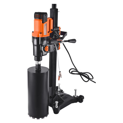 Diamond Core Drilling Machine, 20-254 mm Drilling Diameter, Stand-Mount Dry and Wet Concrete Core Drill Rig with 10 Bits, 535/920 RPM 2-Speed, UNC1 1/4-7 Thread, for Concrete Brick Stone, 2500W