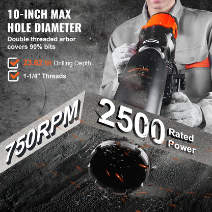 Diamantkernbohrmaschine für Betonkerne, Rollen, 3200 W, 750 U/min