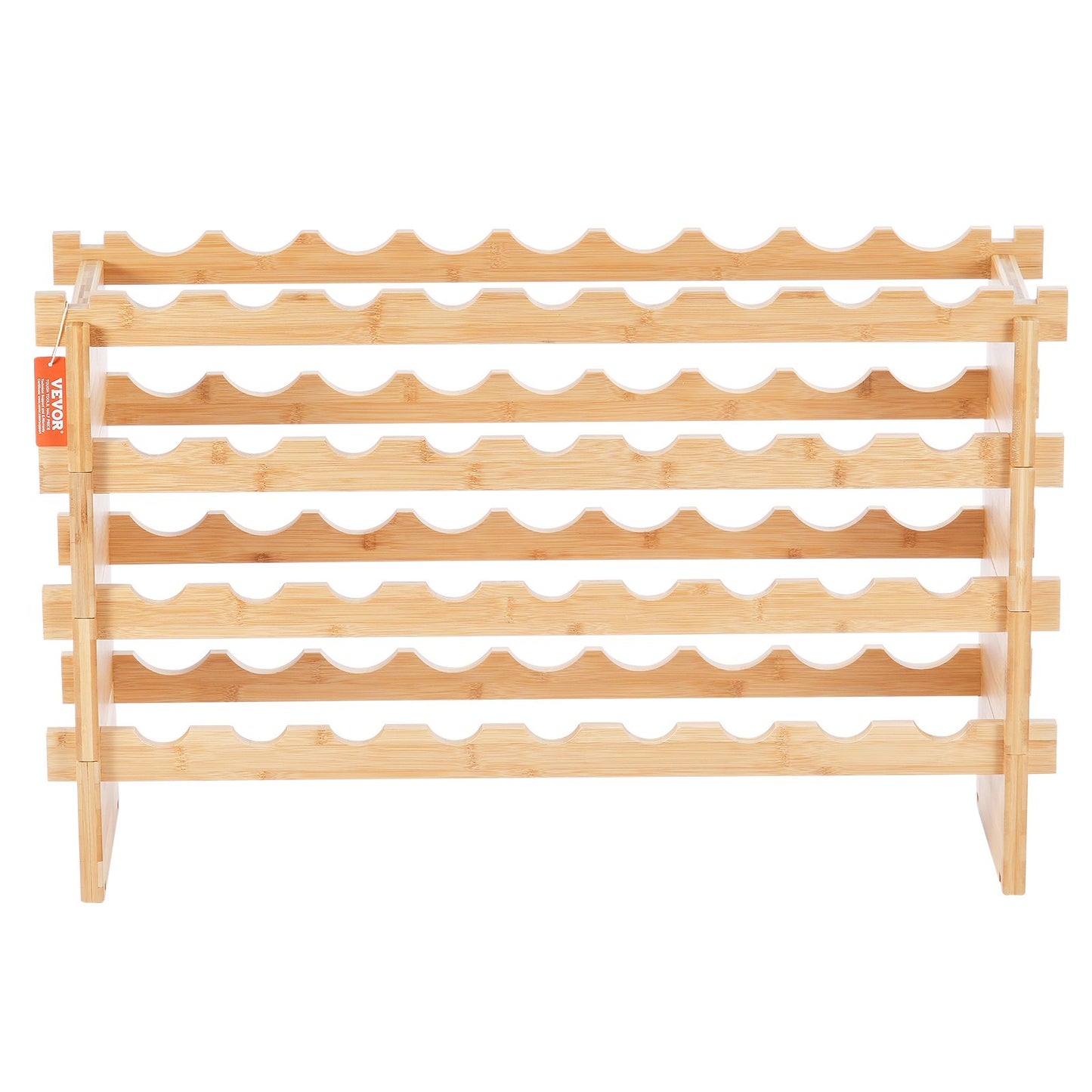 Stapelbares modulares Weinregal für 36 Flaschen, 4-stöckiges Aufbewahrungsregal aus massivem Bambusholz, freistehendes Weinregal, wackelfreie Regale für Küche, Bar und Weinkeller (Naturfarbe)