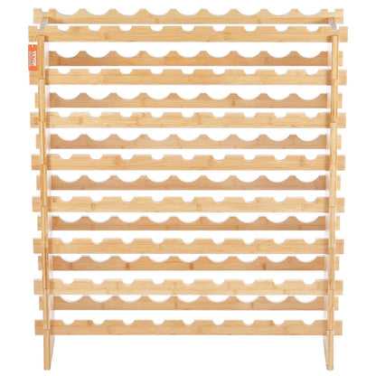 72 Bottle Upgrade Modular Wine Rack, Continuously Store Pinot Bottles, 8-Tier Bamboo Wood Storage Rack, Floor Freestanding Wines Holder Display Shelf, Wobble-Free Shelves for Kitchen Bar Cellar