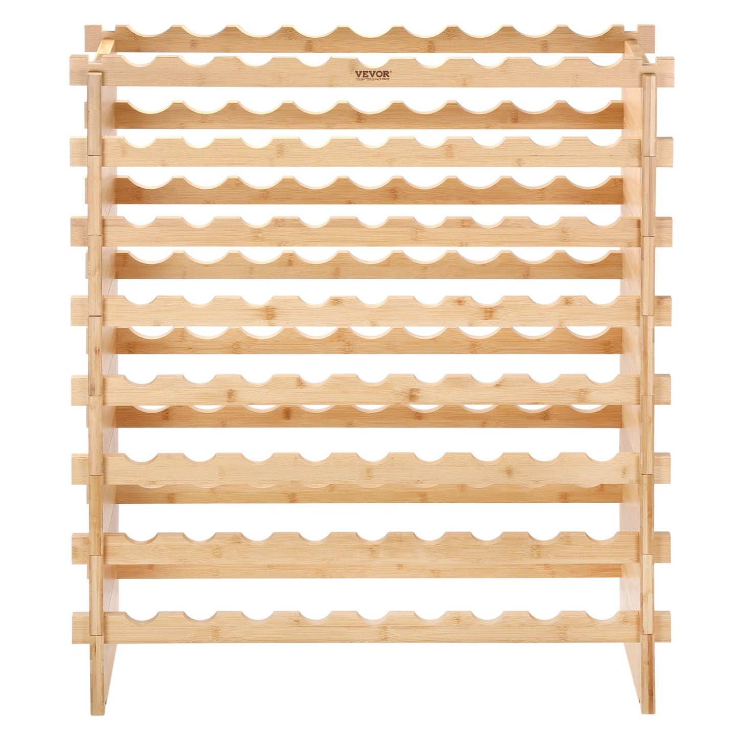 Stapelbares modulares Weinregal aus Bambusholz für 72 Flaschen, 8-stöckig