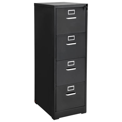 4 Drawer File Cabinet with Lock, Metal Vertical Filing Storage Cabinets for Home Office, Heavy-Duty Cabinet with Detachable Hanging Rod, for A4/Letter/Legal Size File, Easy Assembly (Black)